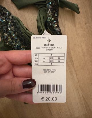 Slip bikini Calzedonia paillettes verdi S