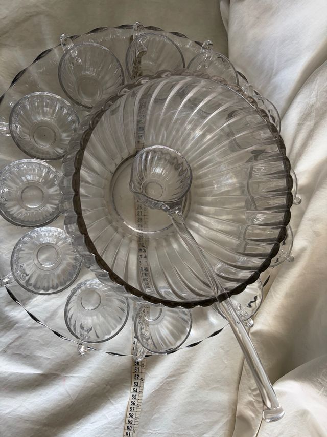 Ponchera Vintage Cristal con 12 Vasos