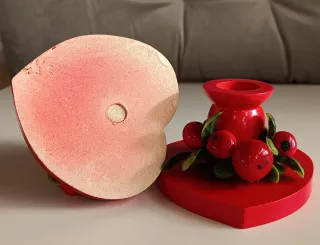 Coppia Portacandele Cuore Rosso