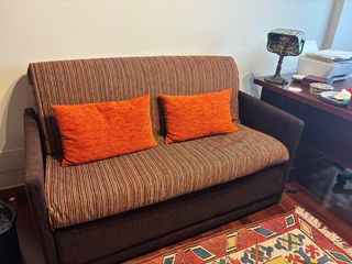 Sofá Cama Marrón y Naranja