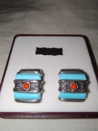 Pendientes Plata 925 Turquesa Coral