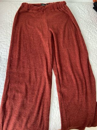 Pantalón de punto ancho terracota