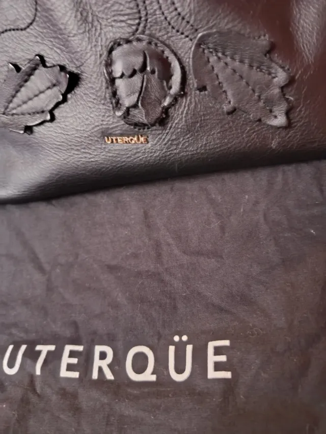 Bolso Uterqüe Piel Negro Flores