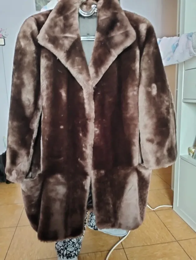 Chaquetón de piel  marrón