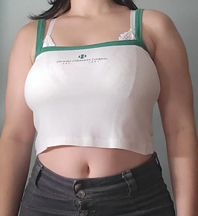 Top blanco y verde de algodón