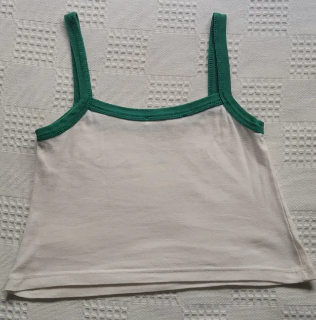 Top blanco y verde de algodón