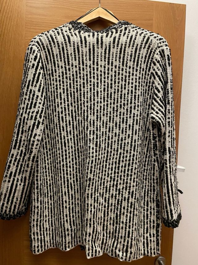 Chaqueta Zara Tweed Negra y Blanca