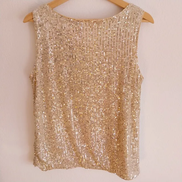 Top lentejuelas dorado talla M