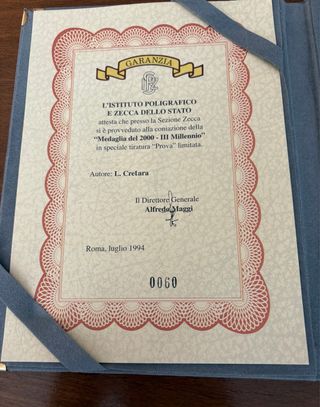 Medaglia 2000 - III Millennio - tiratura limitata