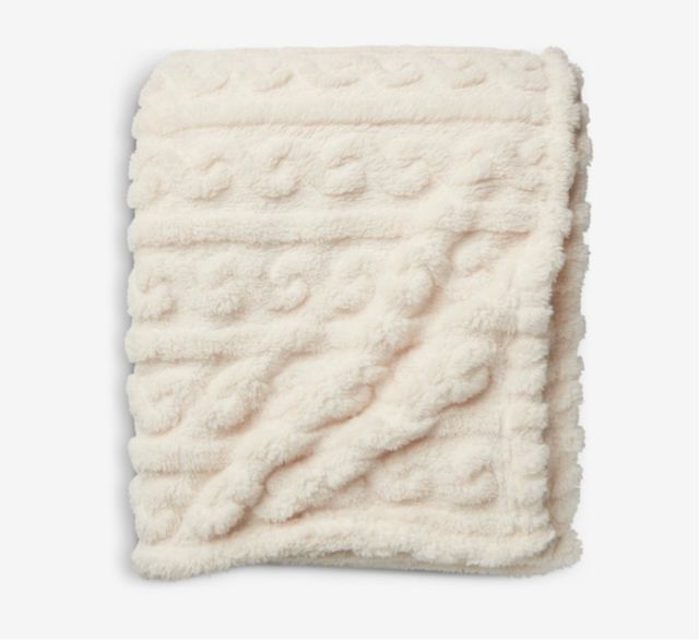 Manta de lana beige con trenzado