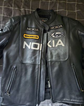 Chaqueta Cuero Motorista Snow Falcon Racing Talla