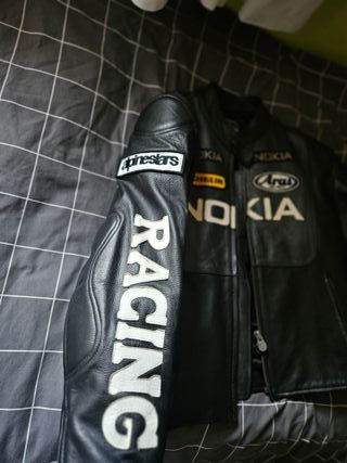 Chaqueta Cuero Motorista Snow Falcon Racing Talla