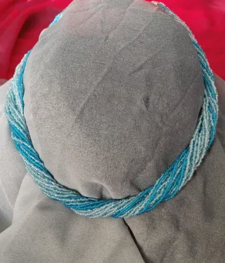 Collana girocollo perline blu e turchesi