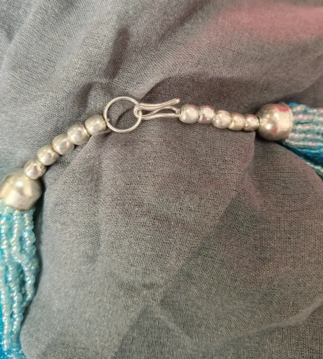 Collana girocollo perline blu e turchesi