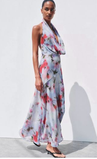 Vestido midi halter estampado Zara
