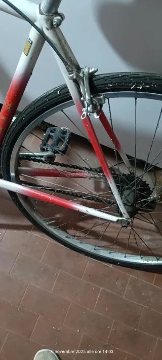 Bici da corsa rossa e bianca