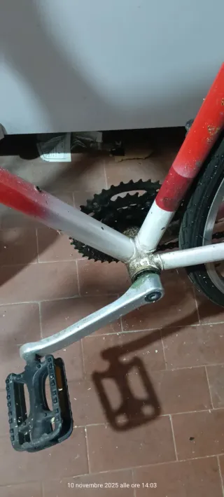 Bici da corsa rossa e bianca