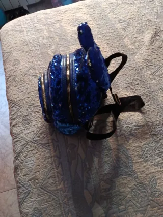 Mochila lentejuelas azul orejas