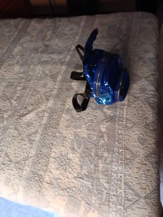 Mochila lentejuelas azul orejas