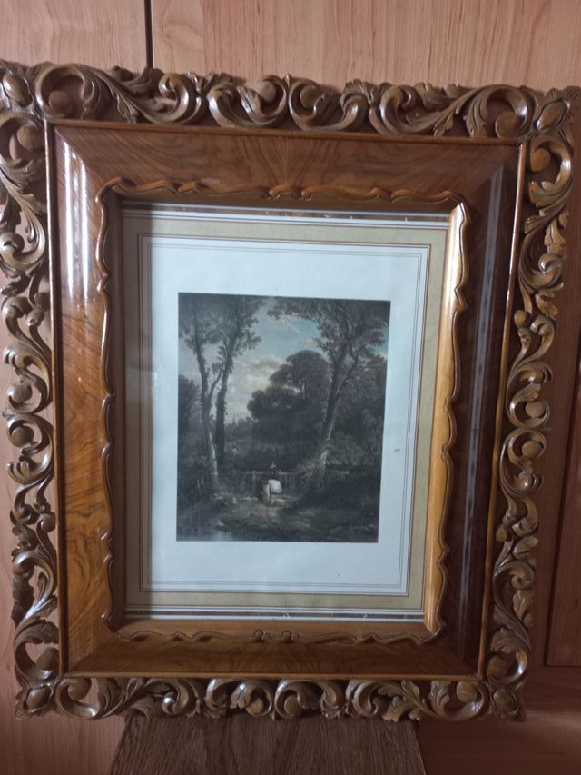 Lámina Paseo por el jardín Marco Madera