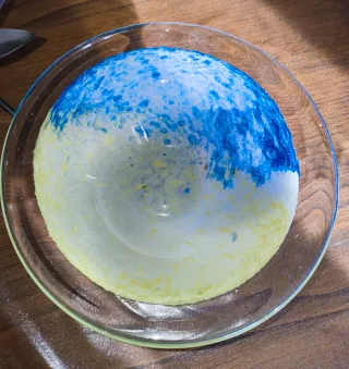 Centrotavola in vetro e ferro decorato