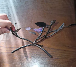 Centrotavola in vetro e ferro decorato