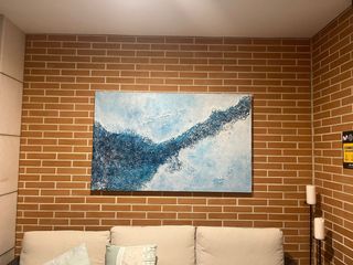 Cuadro abstracto azul y blanco. inspiración Tarifa