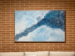 Cuadro abstracto azul y blanco. inspiración Tarifa