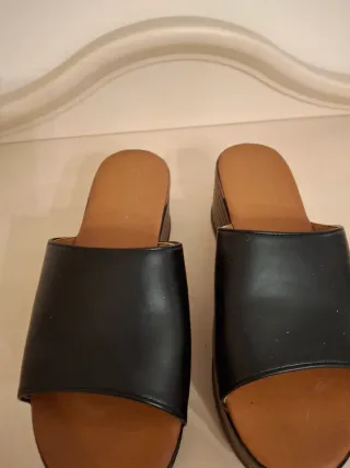 Sandali donna zeppa nero/marrone