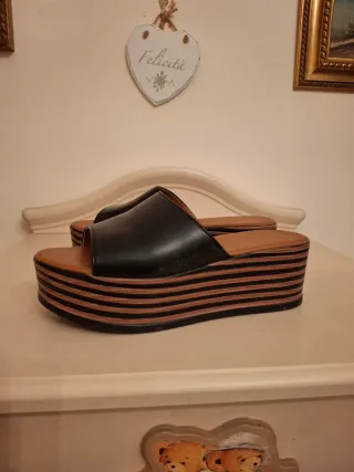 Sandali donna zeppa nero/marrone