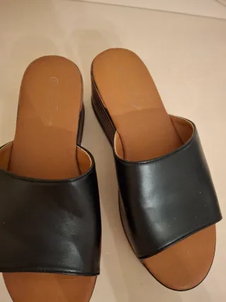 Sandali donna zeppa nero/marrone