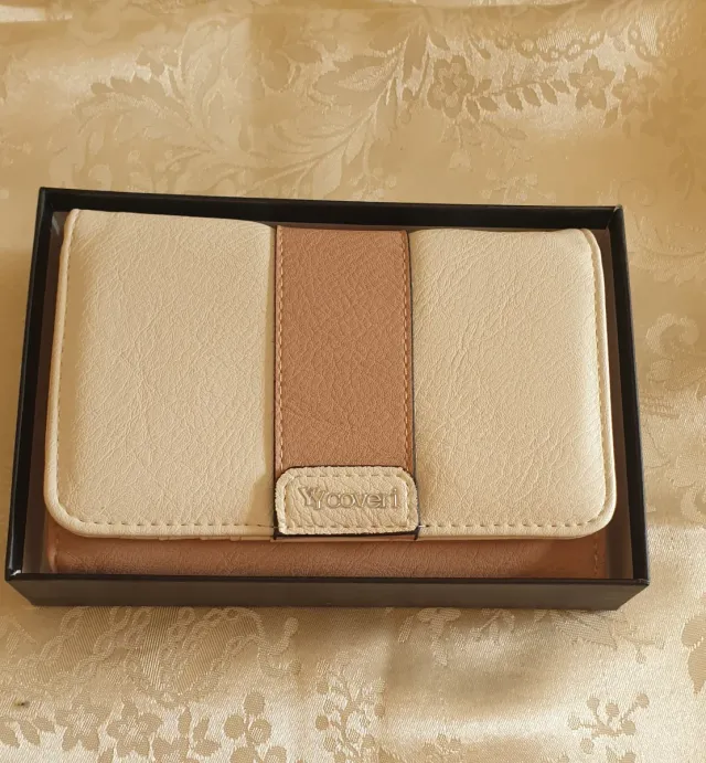 Portafoglio Ycoveri donna beige e rosa