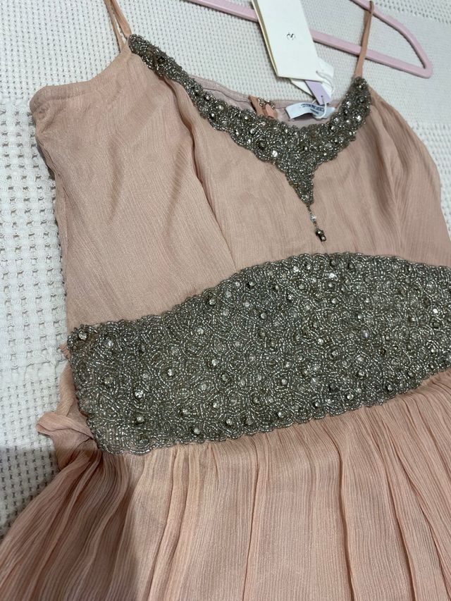 Vestido DE SEDA El Corte Inglés pedrería rosa