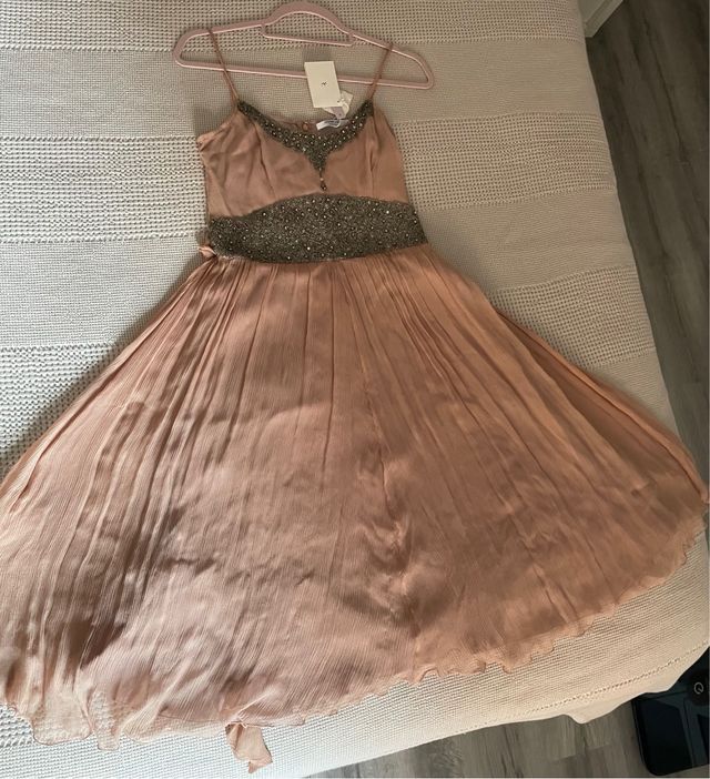 Vestido DE SEDA El Corte Inglés pedrería rosa