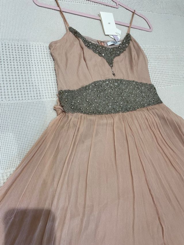 Vestido DE SEDA El Corte Inglés pedrería rosa