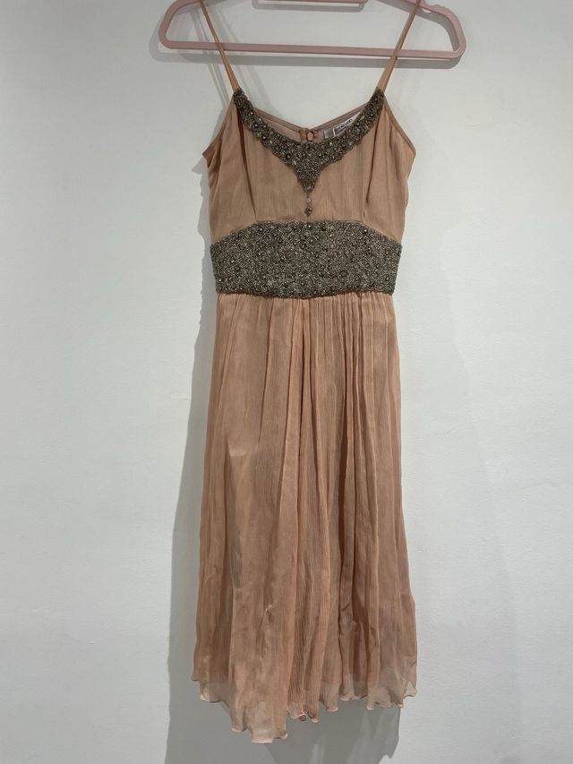 Vestido DE SEDA El Corte Inglés pedrería rosa