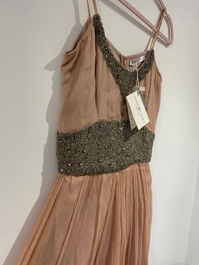 Vestido DE SEDA El Corte Inglés pedrería rosa