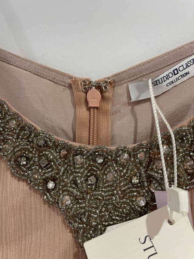 Vestido DE SEDA El Corte Inglés pedrería rosa