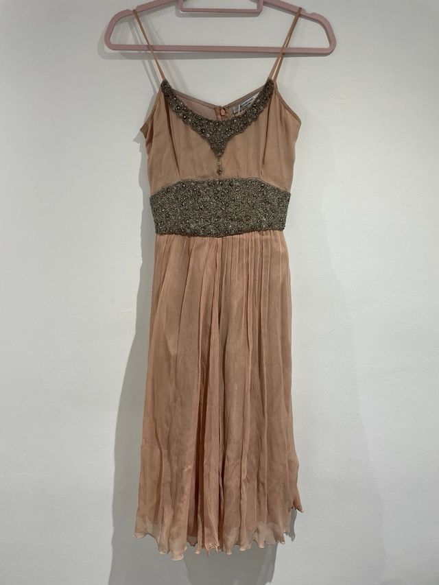 Vestido DE SEDA El Corte Inglés pedrería rosa