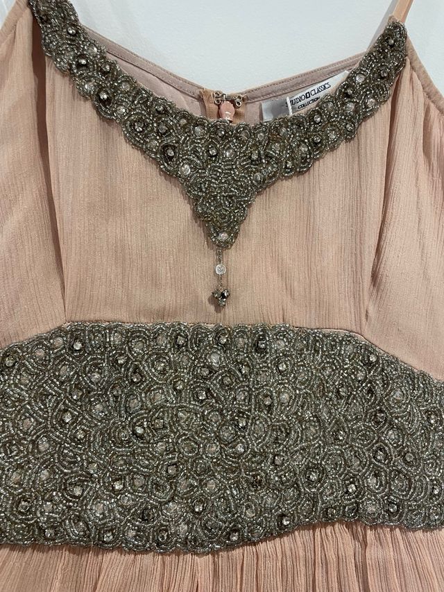 Vestido DE SEDA El Corte Inglés pedrería rosa