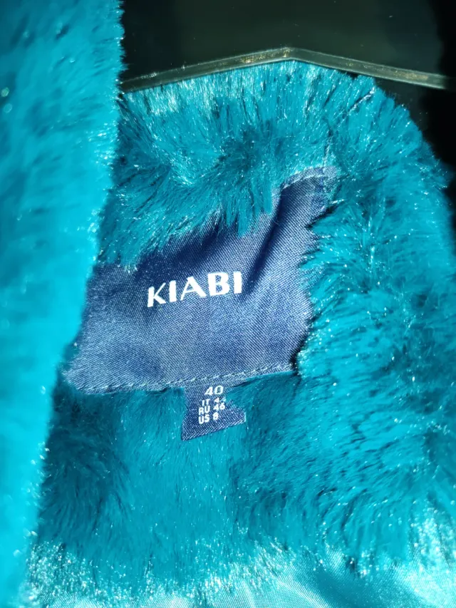 Chaquetón pelo sintético verde mujer