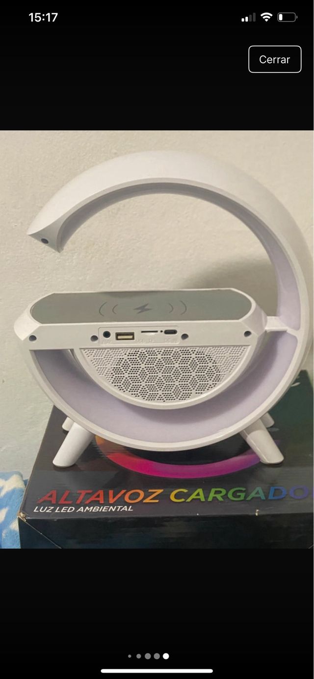 Altavoz Cargador Inalámbrico Luz LED Ambiental