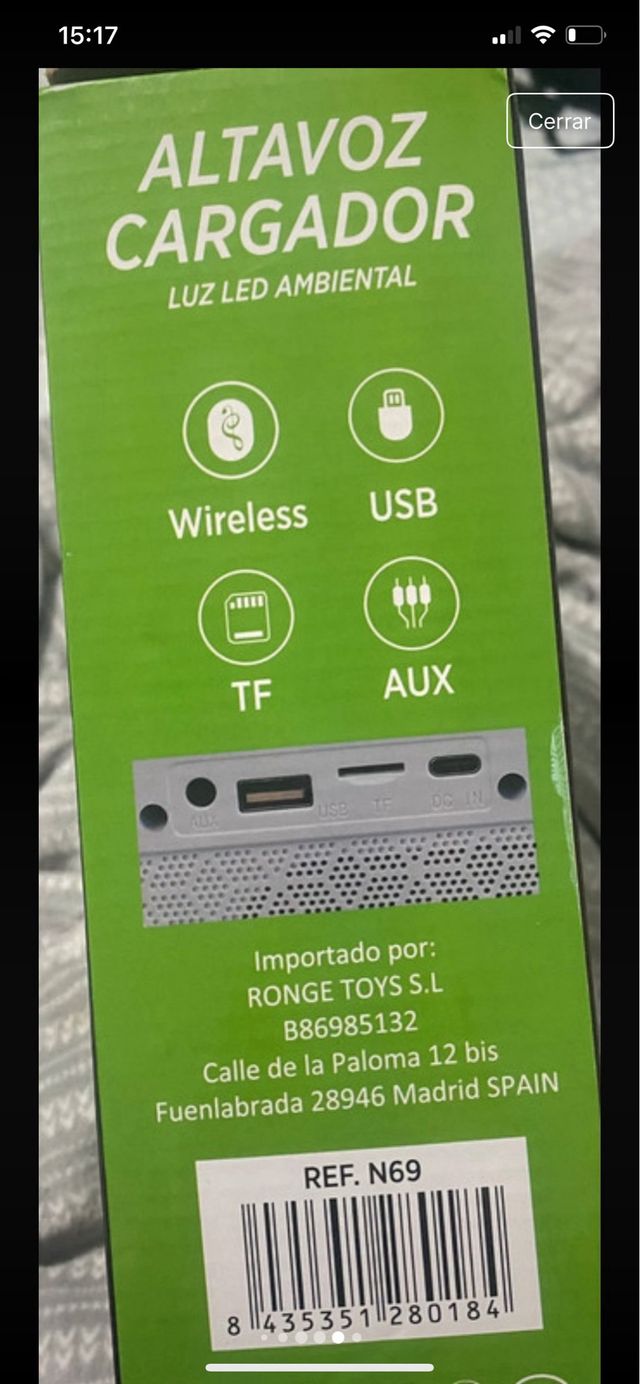Altavoz Cargador Inalámbrico Luz LED Ambiental