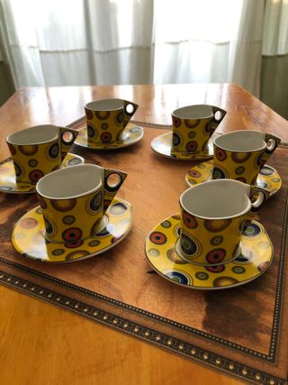 Juego 6 Tazas Café Vintage Círculos