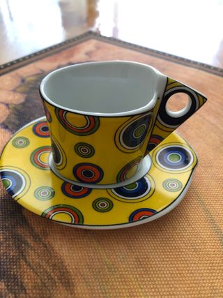 Juego 6 Tazas Café Vintage Círculos