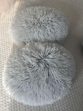 Pack 2 Cojines Redondos Pelo Gris