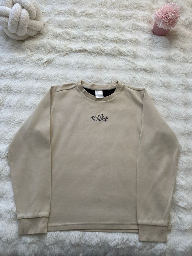 Felpa Nike Beige Logo Ricamato