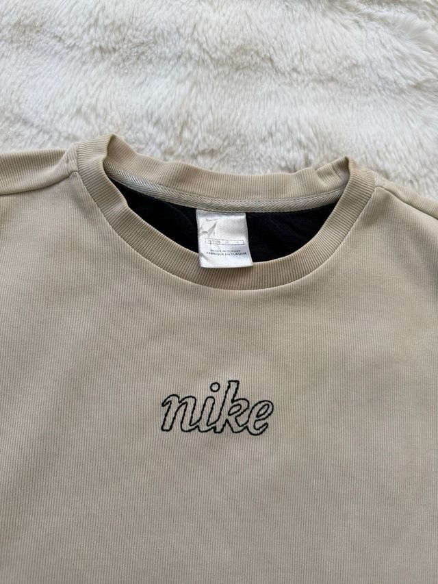 Felpa Nike Beige Logo Ricamato