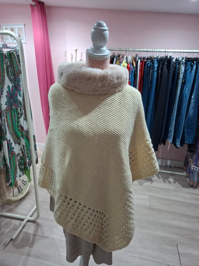 Poncho de punto mujer talla única