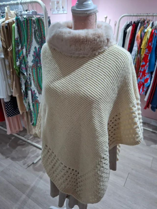 Poncho de punto mujer talla única